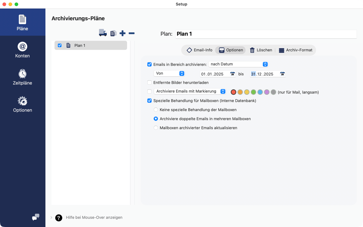Nach Alter oder Datum archivieren